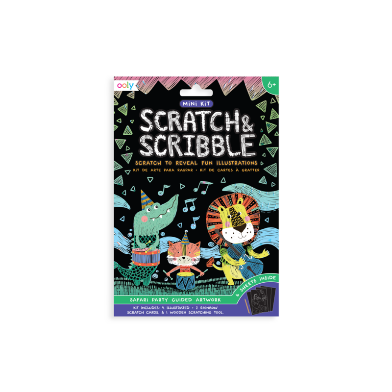 OOLY- safari party scratch and scribble mini scratch art kit