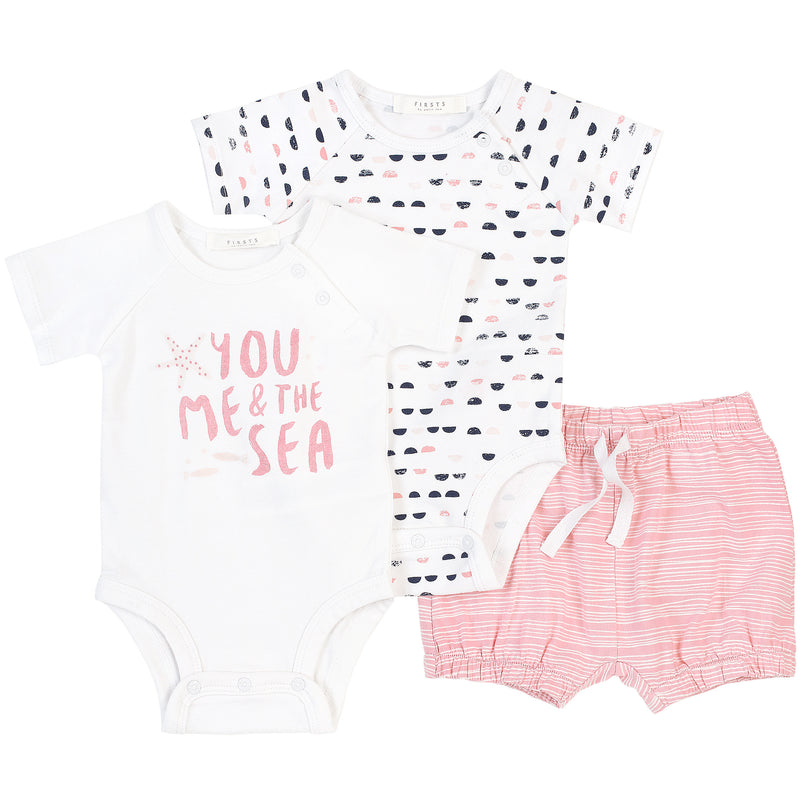 Petit Lem Firsts Ocean Girl 2 Diaper Shirts & 1 Short