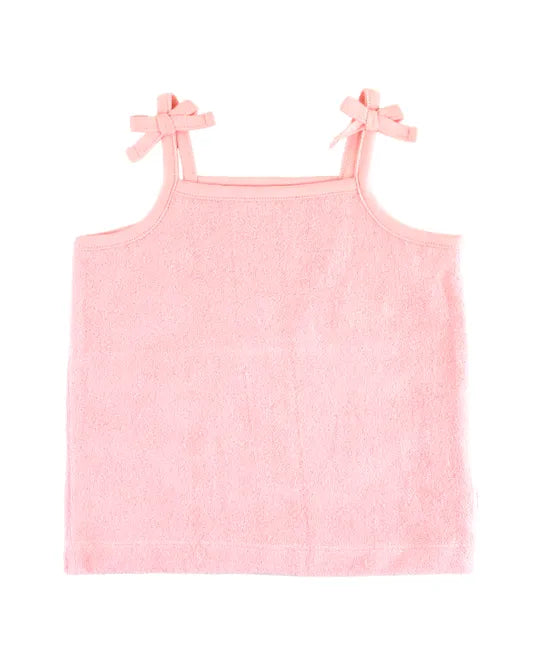 Ruffle Butts Pink Terry Knit Tie Tank