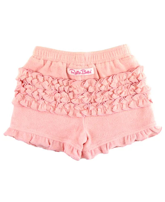 Ruffle Butts Terry Knit Ruffle Hem Shorts - Pink