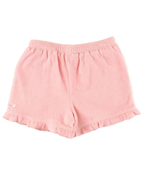 Ruffle Butts Terry Knit Ruffle Hem Shorts - Pink