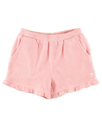 Ruffle Butts Terry Knit Ruffle Hem Shorts - Pink