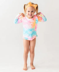 Ruffle Butts - Ruffled Long Sleeve Rash Guard 2-Piece