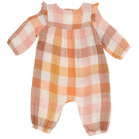 Angel Dear Harvest Plaid Ruffle Sleeve Romper