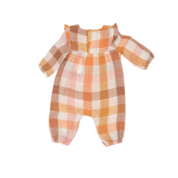 Angel Dear Harvest Plaid Ruffle Sleeve Romper