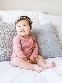 Colored Organics Long Sleeve Kimono Bodysuit - Rose