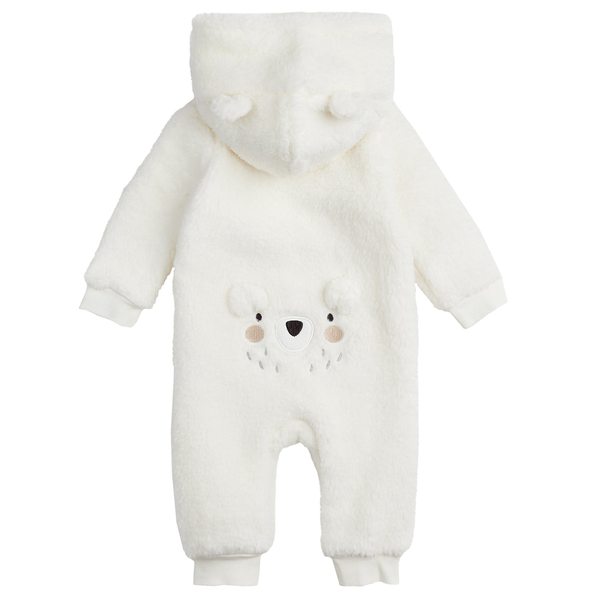 Petit Lem Baby Long Sleeve Hooded Coverall Knit | Off White