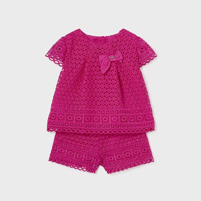 Mayoral Crochet Short Set | Fuchsia
