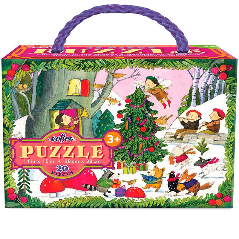 eeBoo Christmas in the Woods 20pc Glitter Puzzle