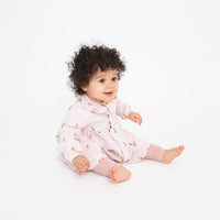 Angel Dear Pretty Pink Floral Ruffle Neck Dress