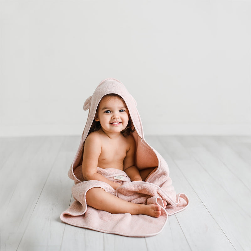 Organic Cotton Hooded Towel for Babies & Toddlers in Blush