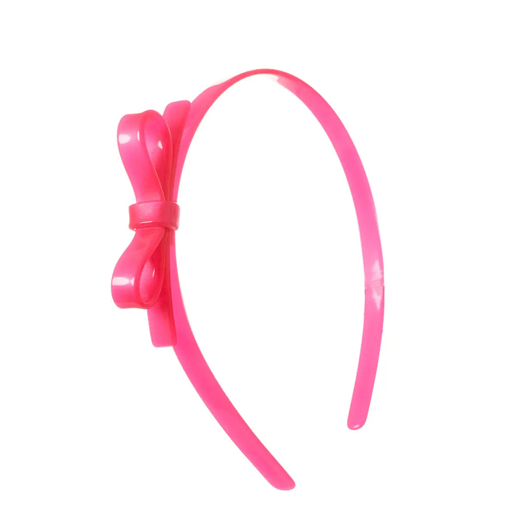 Lilies & Roses NY Thin Bow Neon Pink Headband