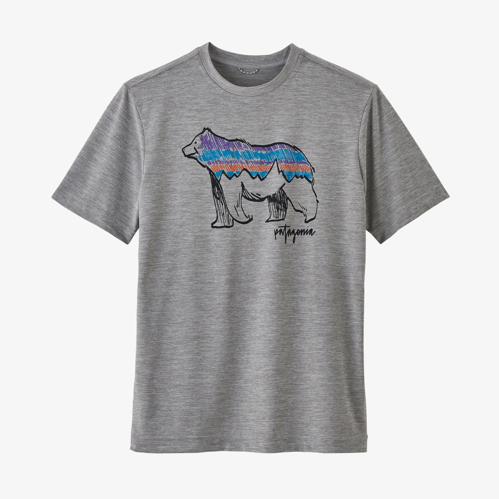 Patagonia - Boys' Capilene Cool Daily T-Shirt - Illustrated Fitz Bear: Drifter Grey X-Dye