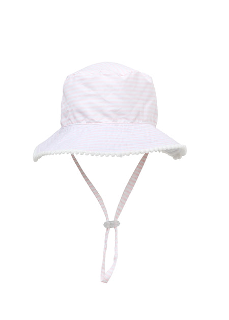 Snapper Rock WHITE / PINK STRIPE REVERSIBLE BUCKET HAT