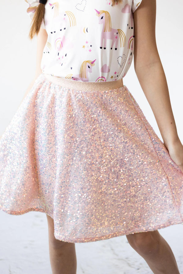 Mila & Rose Sequin Twirl Skirt- Peach