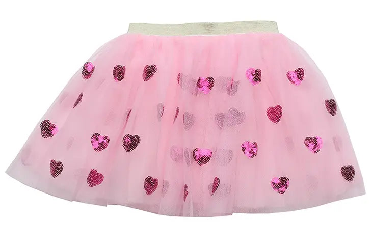 Sparkle Sisters Hot Pink Hearts on Pink Tutu - 2-6Y