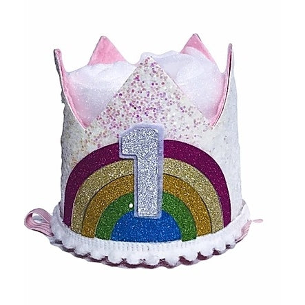 Sparkle Sister by Couture Clips Rainbow "1st" Birthday Crown