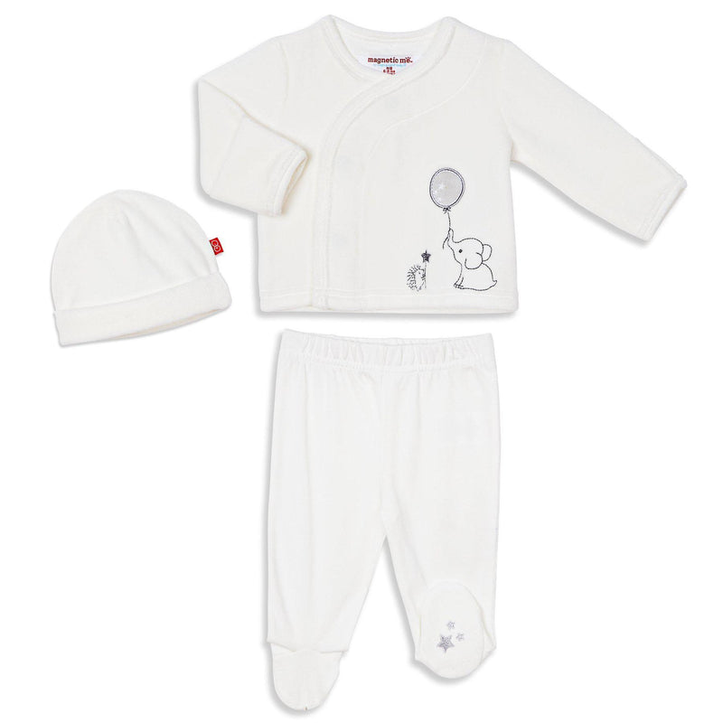 Magnetic Baby Skylark Velour Magnetic 3-Piece Kimono Set