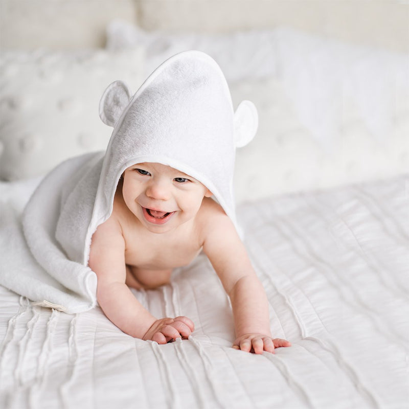 Organic Cotton Hooded Towel for Babies and Toddlers- White