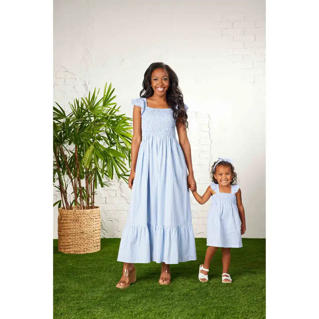 Mud Pie Keya Smocked Blue Maxi Dress Baby Go Round, Inc. Mud Pie Keya Smocked Blue Maxi Dress Baby Go Round, Inc.