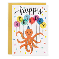 Love Light Paper Card - Octopus Balloons Birthday