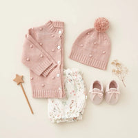 Elegant Baby Pink Popcorn Knit Cardigan