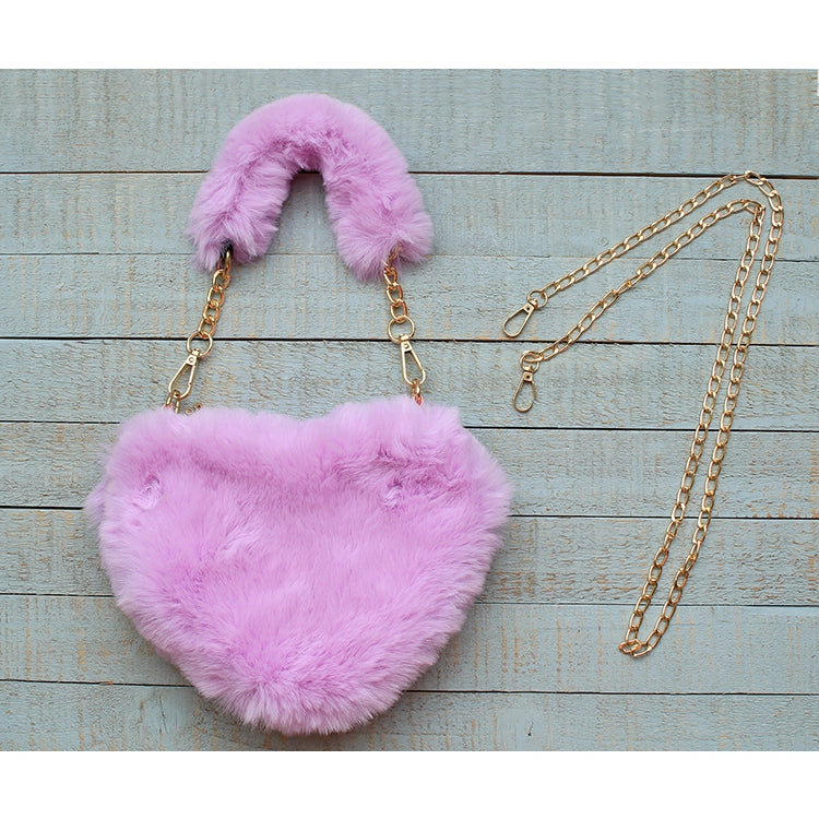 Fluffy heart purse sale