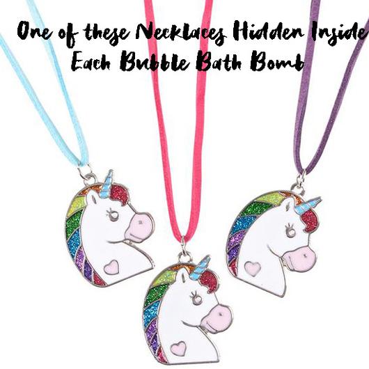 Unicorn Surprise Bubble Bath Bomb with necklace