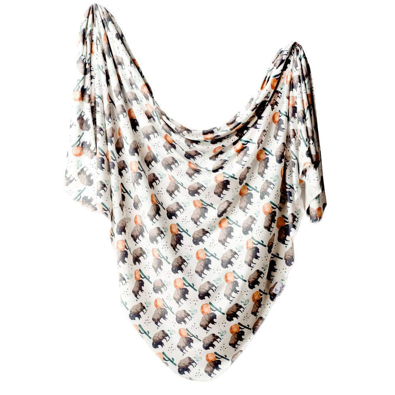 Copper Pearl Knit Swaddle Blanket - Bison