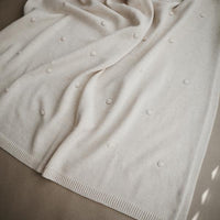 Mushie Knitted Textured Dots Baby Blanket (Off White Melange)