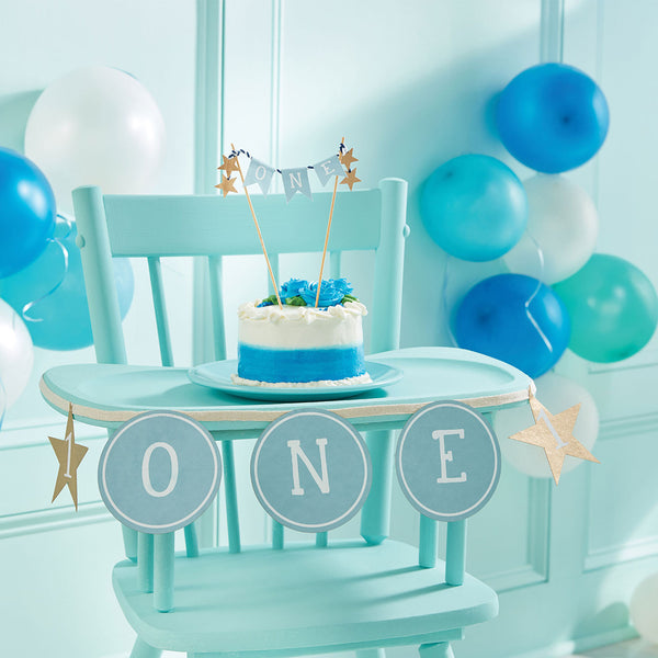 Mud Pie Blue Cake Topper and Banner