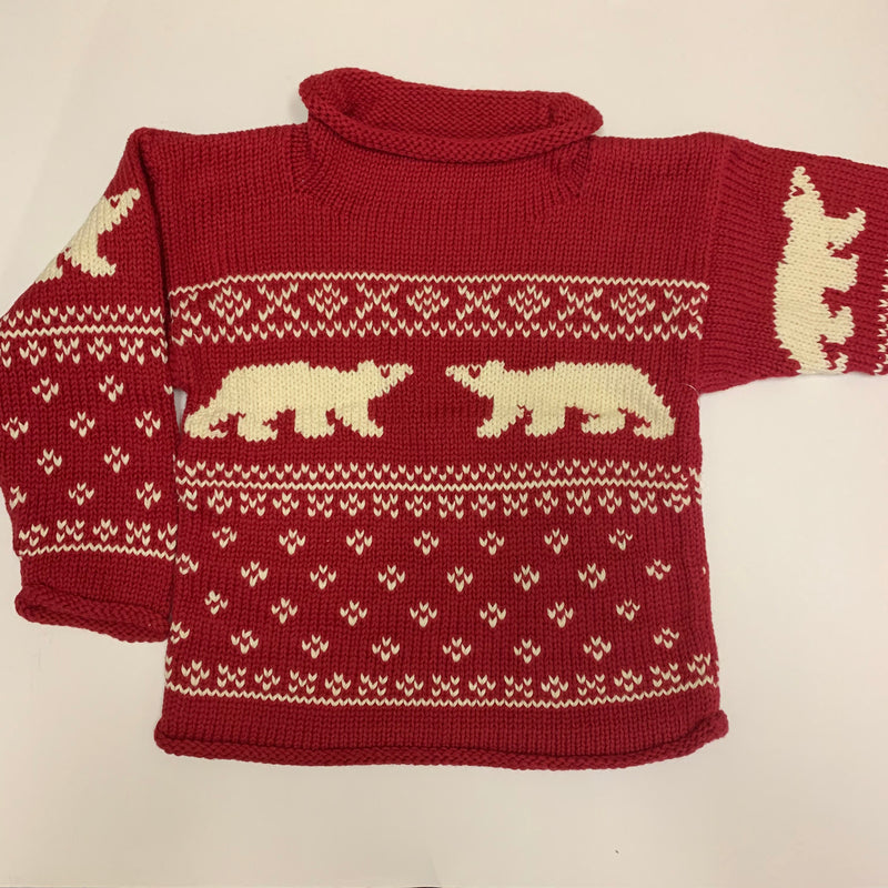 Claver Cranberry Polar Bear Roll Neck Sweater
