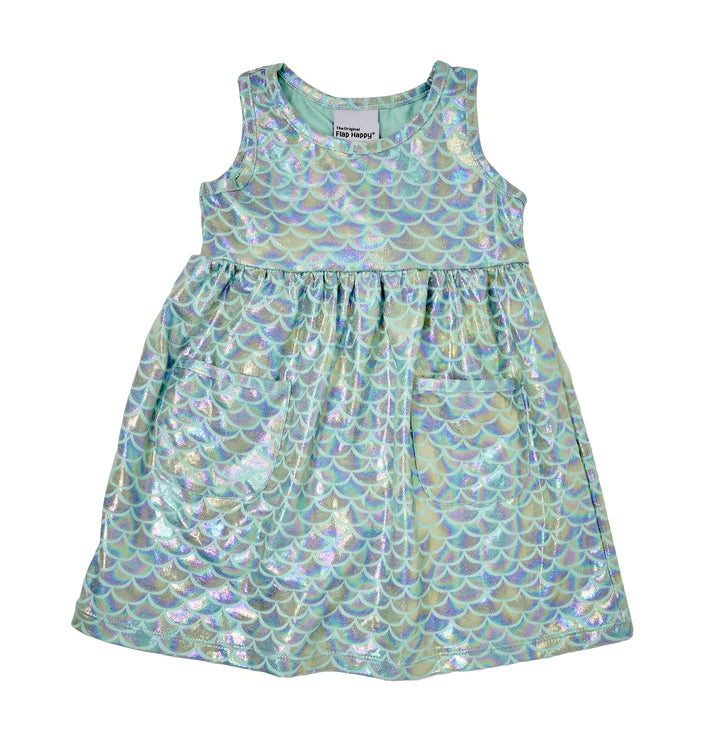 Flap Happy UPF 50+ Dahlia Sleeveless Tee Dress - Mermaid Scales