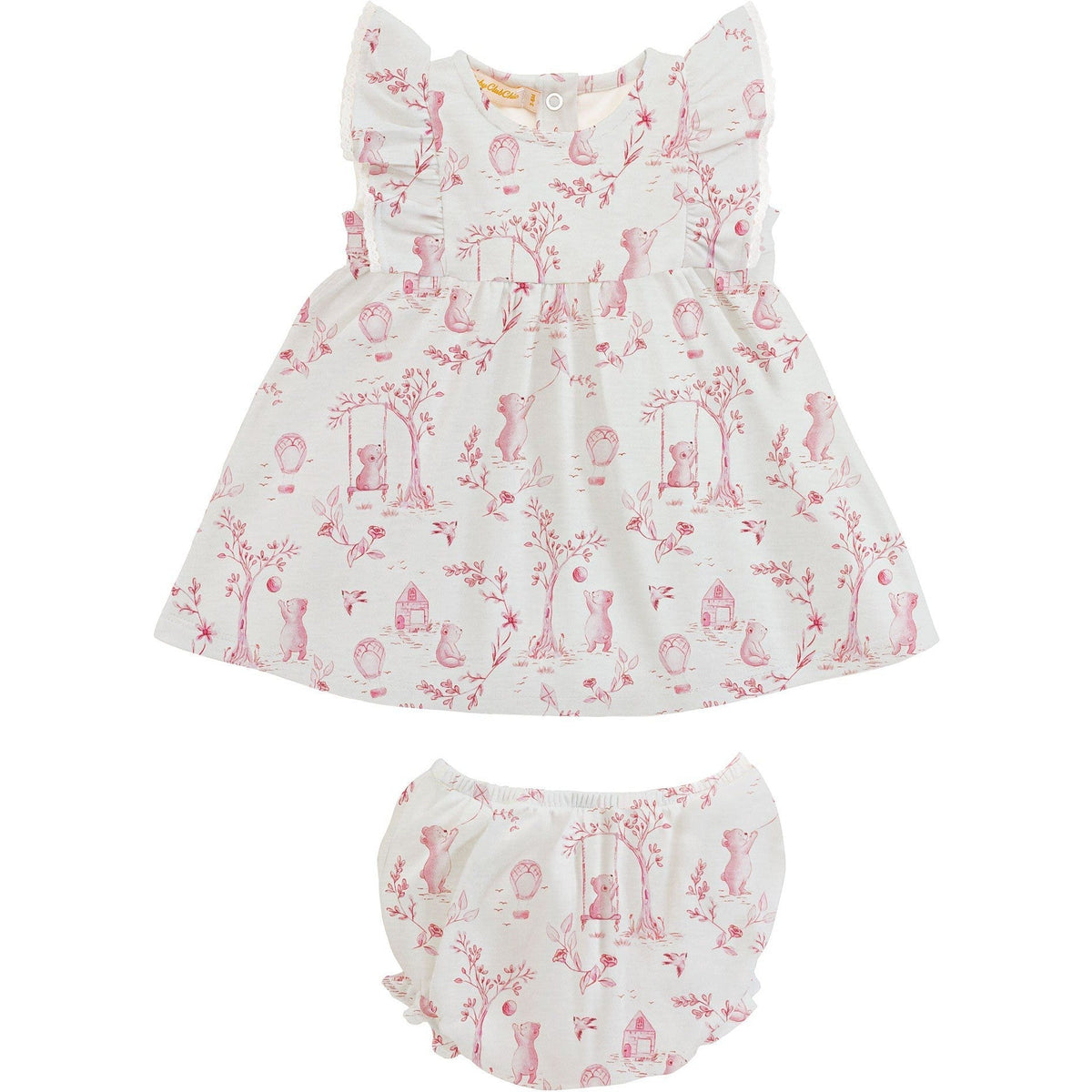 Baby Club Chic Toile De Jouy Pink Dress With Ruffle