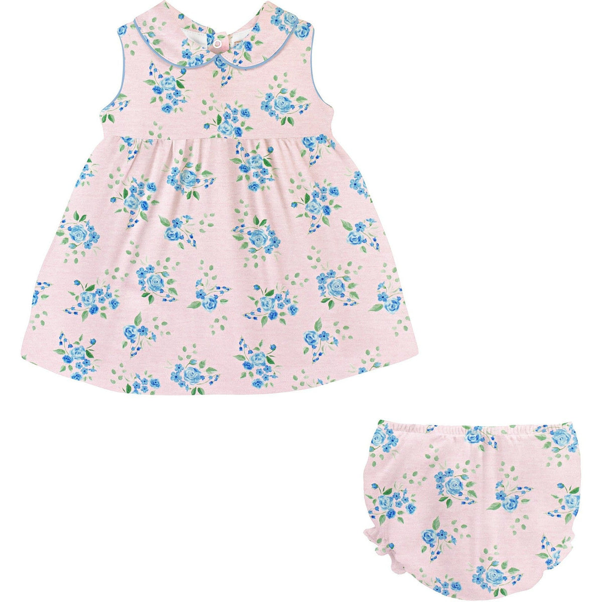 Baby Club Chic English Garden Blue Dress With Round Collar