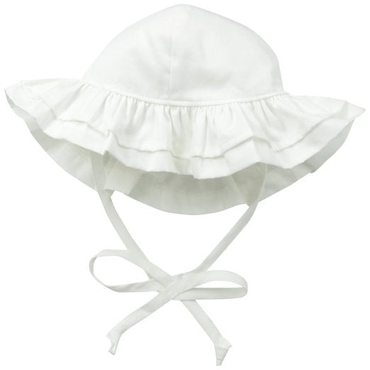 Flap Happy UPF 50+ Double Ruffle Hat - White