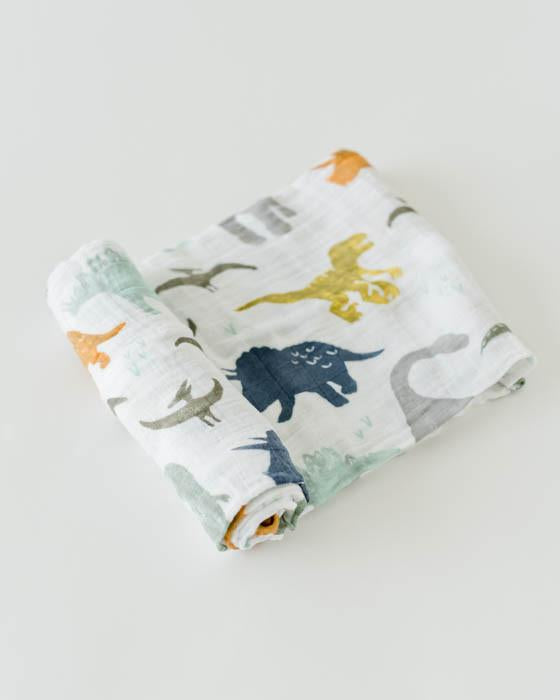 Little Unicorn Single Swaddle Blanket - Dino Friends