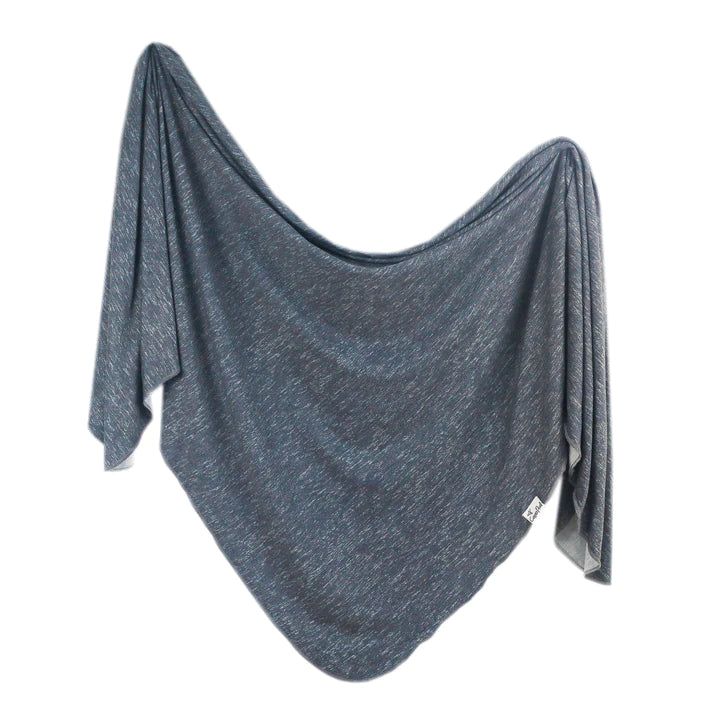 Copper Pearl Knit Swaddle Blanket - Denim