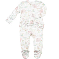 Angel Dear Pink Elephant Ruffle Front Zipper Footie