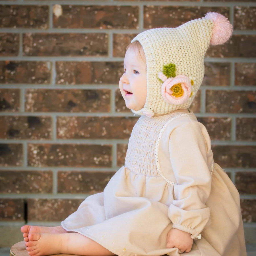 Natural Garter Stitch Knit Bonnet - Huggalugs