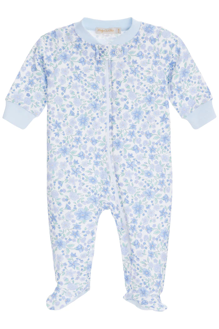 Baby Club Chic Blossom In Blue Zipped Footie