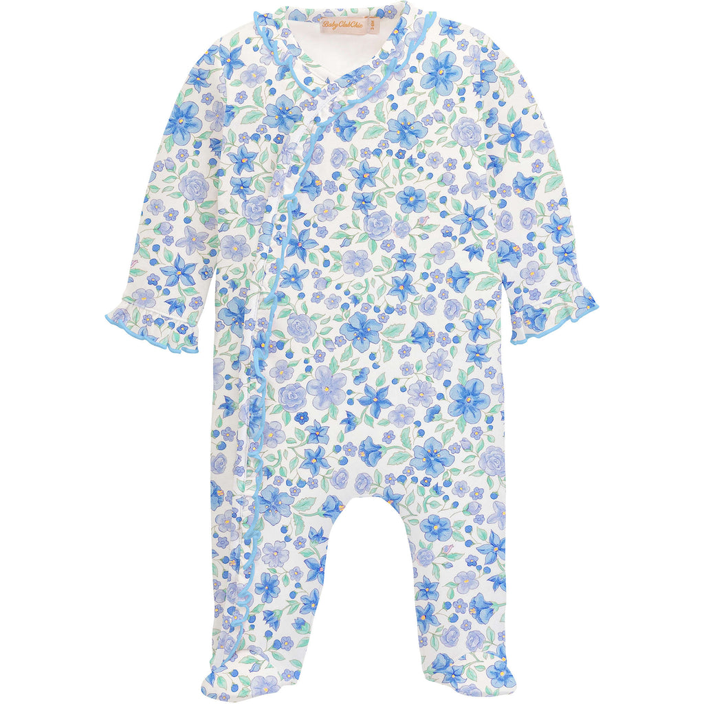 Baby Club Chic Blossom In Blue Footie with Ruffle