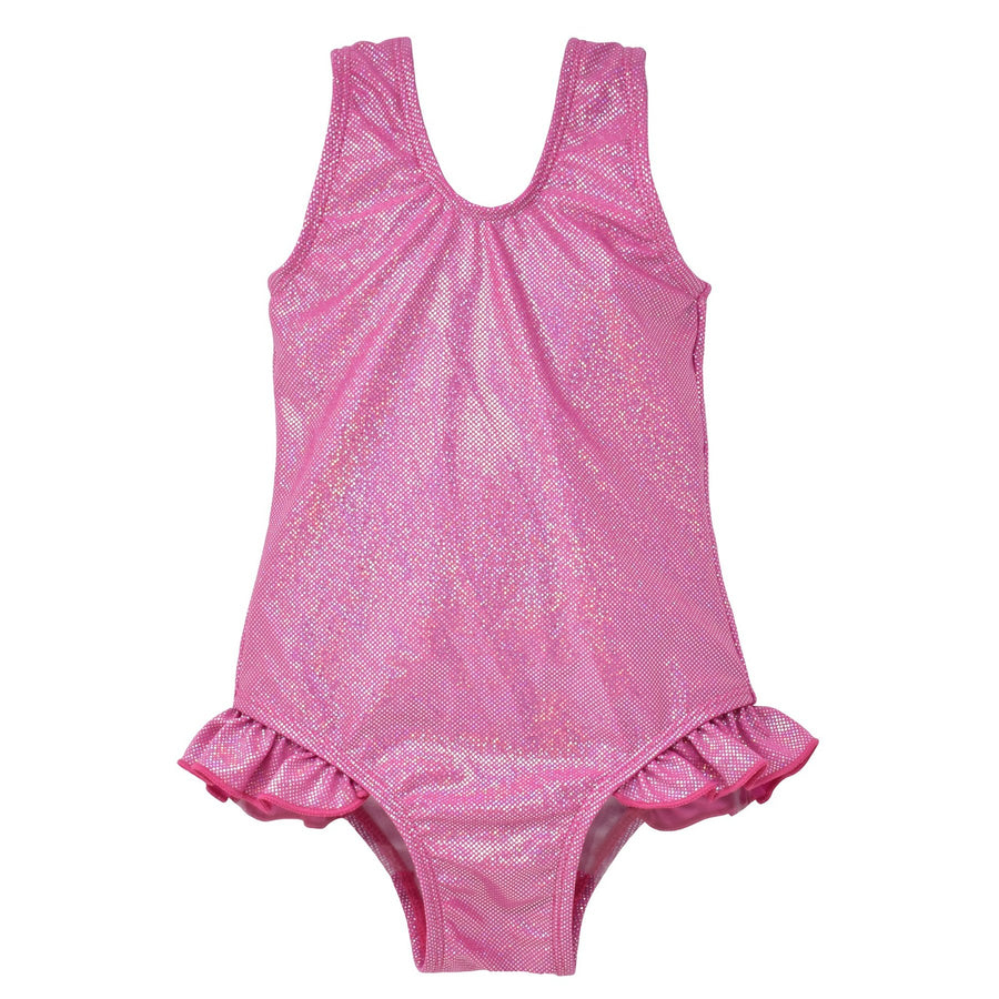 Flap Happy UPF 50+ Delaney Hip Ruffle Swimsuit - Pink Sparkle – Baby Go  Round,