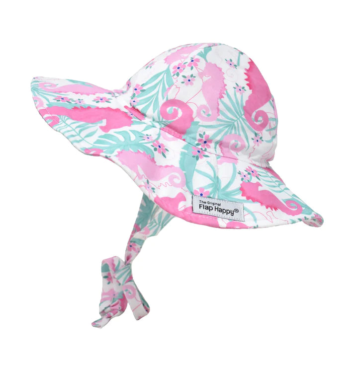 Flap Happy UPF 50+ Bucket Hat - Pink Seersucker