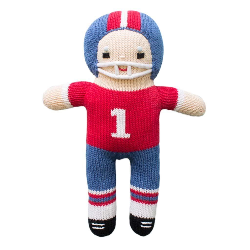 Zubels Football Player Royal & Red Knit Doll