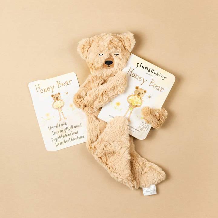 Slumberkins Honey Bear Snuggler and Book Set- Gratitude Collection