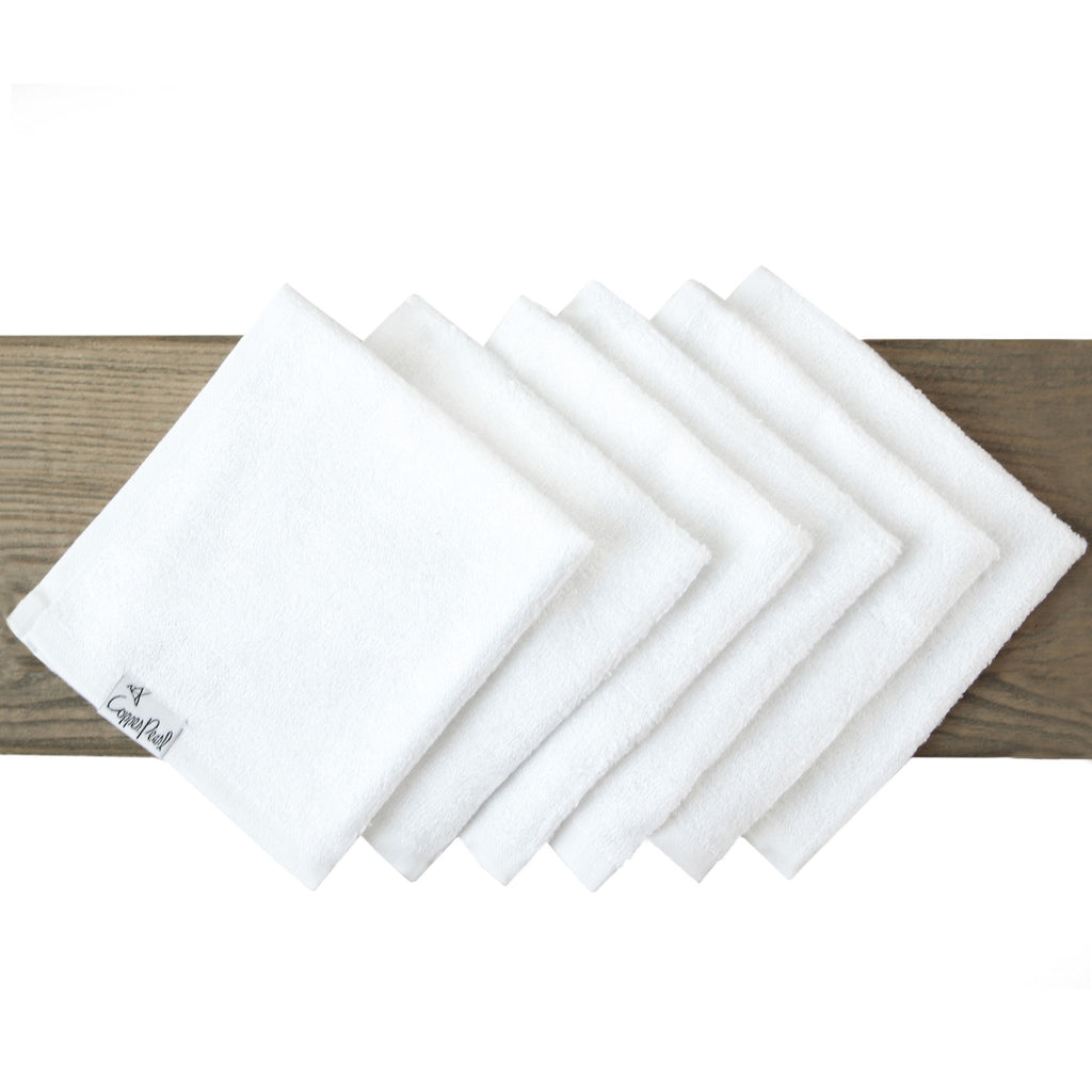 6 Bamboo Wash Cloths - White - Copper Pearl - 1