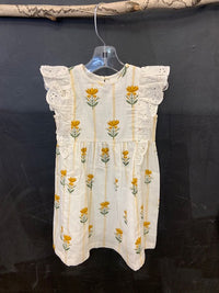 Yo Baby- Golden Floral With Flutter Sleeves