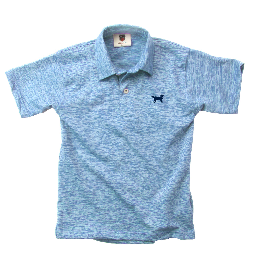 Wes & Willy Cloudy Yarn Short Sleeve Polo - NC Blue