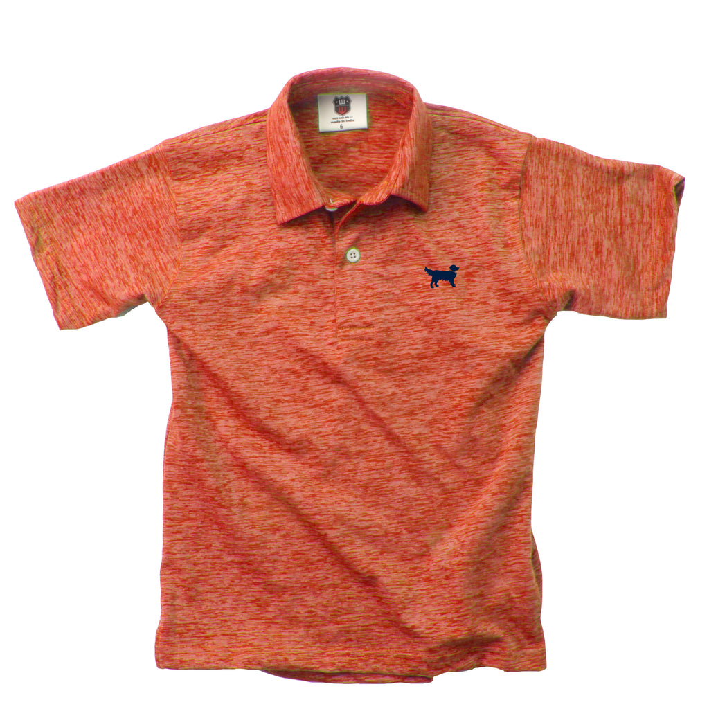 Wes & Willy Cloudy Yarn Short Sleeve Polo - Orange Crush